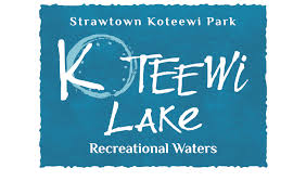 'Strawtown Koteewi Park: Koteewi Lake Recreational Waters' on a blue background.