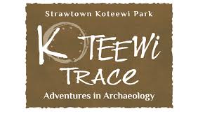 Koteewi Trace logo with 'Adventures in Archaeology' on a brown background.